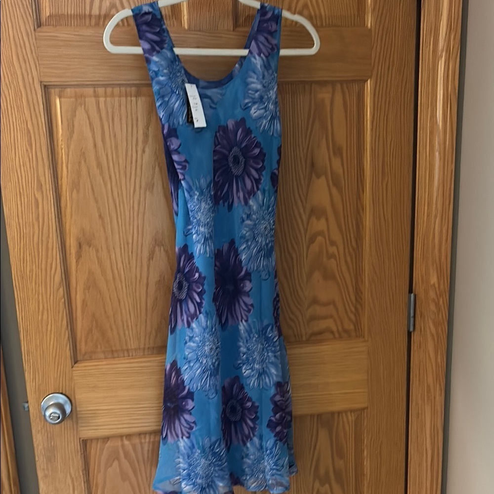 NWT Reversible Jasmine Blue Sleeveless Scoop Neck Midi Dress - Picture 2 of 5